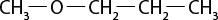 Estrutura química formada por símbolos de elementos químicos e linhas. À esquerda, há um grupo C H índice 3 conectado a um elemento O por uma linha simples. Este O está conectado por uma linha simples a um grupo C H índice 2, que está ligado a outro grupo C H índice 2 por uma linha simples e que está ligado a outro grupo C H índice 3 por uma linha simples.