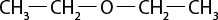 Estrutura química formada por símbolos de elementos químicos e linhas. A representação é simétrica, e no centro há um elemento O conectado em ambos os lados por um grupo C H índice 2 e C H índice 3 por linhas simples.