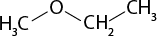 Estrutura química formada por símbolos de elementos químicos e linhas. À esquerda há um grupo H índice 3 C ligado por uma linha simples a um elemento O, que está ligado a um grupo C H índice 2 por uma linha simples. Esse grupo está ligado a um grupo C H índice 3 por uma linha simples.
