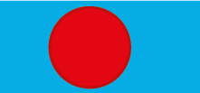 Ilustração de um círculo vermelho centralizado sobre um fundo azul claro.