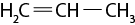 Estrutura química formada por símbolos de elementos químicos e linhas. Há um grupo H índice 2 C ligado a um grupo C H por uma linha dupla, que está ligado a um grupo C H índice 3 por uma linha simples.