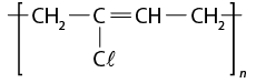 Estrutura química formada por símbolos de elementos químicos e linhas. Entre colchetes há um grupo C H índice 2 ligado a um grupo C por uma linha simples, que está ligado a um grupo C H por uma linha dupla. Esse C H está ligado a um grupo C H índice 2 por uma linha simples, e o elemento C também está ligado a um grupo C l. Em cada extremidade, ao lado de C H índice 2 há uma linha simples cruzando o colchete. Também há um n subscrito ao colchete.