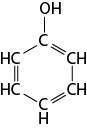 Estrutura química formada por símbolos de elementos químicos e linhas. As ligações estão em formato de hexágono, sendo em sentido horário: C; C H; C H; C H; H C; H C, em que duas ligações entre dois H C é com linha dupla; a ligação entre um C e C H é com linha dupla e as demais são simples. Além disso, C está ligado a um grupo O H na parte superior, por uma linha simples.