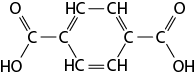 Estrutura química formada por símbolos de elementos químicos e linhas. Há dois elementos C conectados entre si à esquerda e dois elementos C conectados entre si à direita. Os elementos C das extremidades estão conectados a um elemento O por uma linha dupla, e a um grupo H O por uma linha simples. Os outros dois C, cada um está ligado a um grupo H C na parte superior, por uma linha dupla. E estão ligados a um grupo H C na parte inferior por uma linha simples. Na parte superior os dois H C estão ligados entre si por uma linha simples, e na parte inferior estão ligados entre si por uma linha dupla.