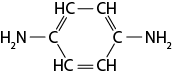 Estrutura química formada por símbolos de elementos químicos e linhas. À esquerda há um grupo H índice 2 N ligado a um elemento C por uma linha simples. Esse elemento C possui duas ligações, com dois grupos H C, sendo uma com linha dupla e outra com linha simples. Cada H C está ligado a um grupo C H, um por linha simples e outro por linha dupla. Os dois grupos C H estão ligados a outro elemento C à direita, um por linha dupla e outro por linha simples. E esse elemento C está ligado a um grupo N H índice 2 por uma linha simples