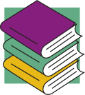 Imagem de livros empilhados.
