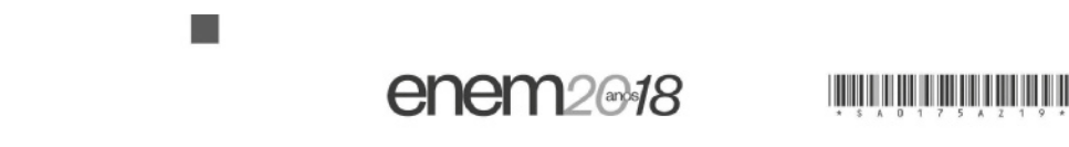 Imagem de cabeçalho. Ao centro, há o logotipo do Enem 2018. A palavra 'enem' e o número '18' estão escritos em preto, enquanto o número '20' aparece em cinza, com a palavra 'anos' posicionada acima dele. À direita, há um código de barras.