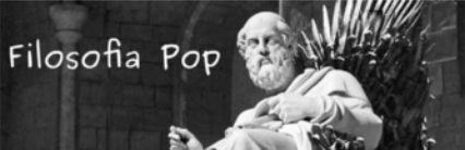 Capa do Podcast 'Filosofia Pop', com a escultura de um homem sentado em um trono feito com espadas afiadas.