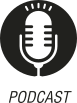 Ícone do objeto digital podcast, representado por um microfone e o nome podcast escrito embaixo.