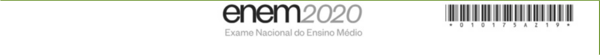 Imagem de cabeçalho. Ao centro, há o logotipo do Enem 2020. A palavra 'enem' está escrita em preto, e o número '2020' aparece em cinza, acompanhados do texto 'Exame Nacional do Ensino Médio'. À direita, há um código de barras.