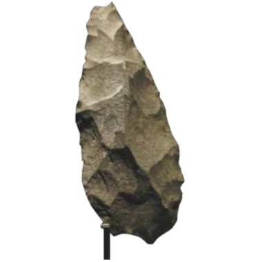 Imagem de ferramenta de pedra com formato oval.