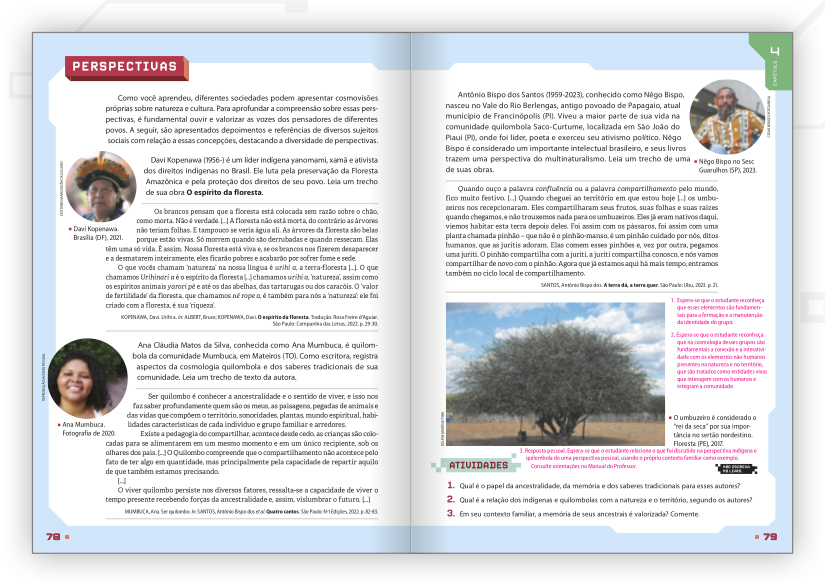 Reprodução de páginas do livro contendo a seção perspectivas.