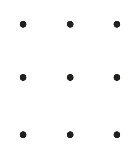Imagem de nove pontos organizados em três níveis.