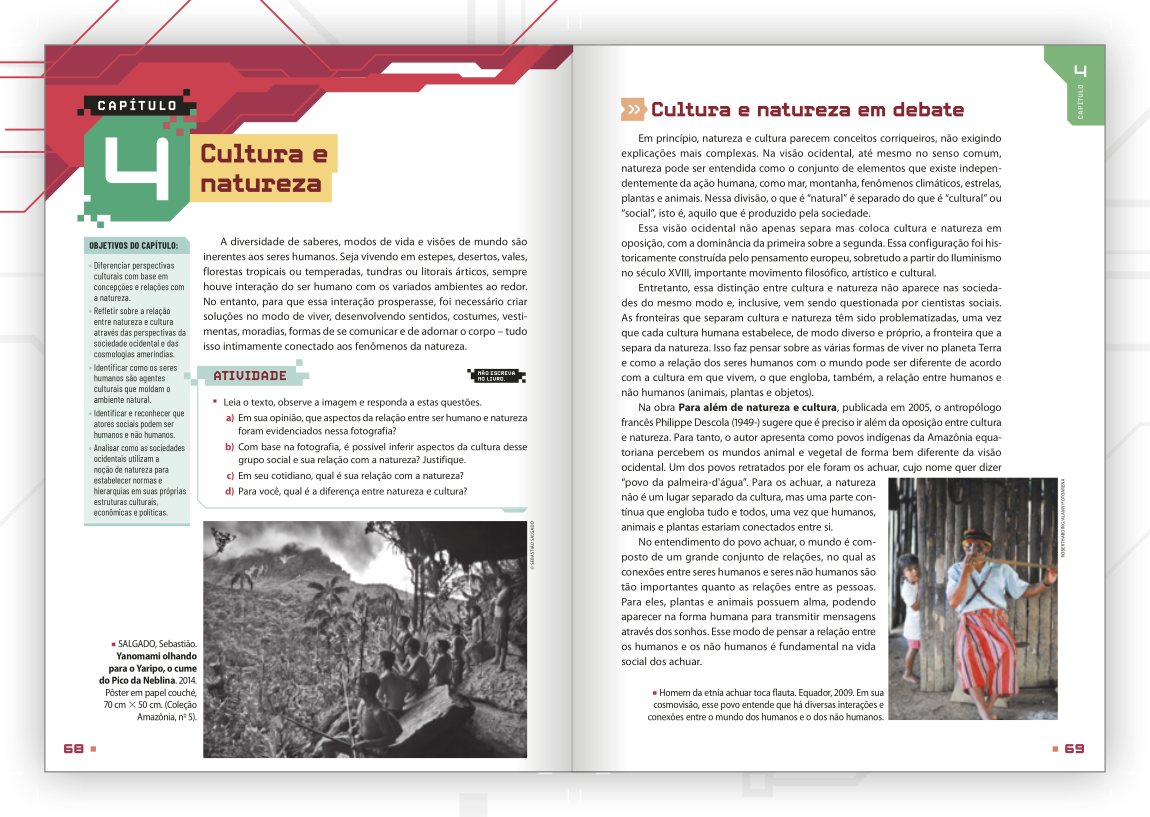 Reprodução de páginas do livro contendo a abertura do capítulo e o boxe objetivos do capítulo.