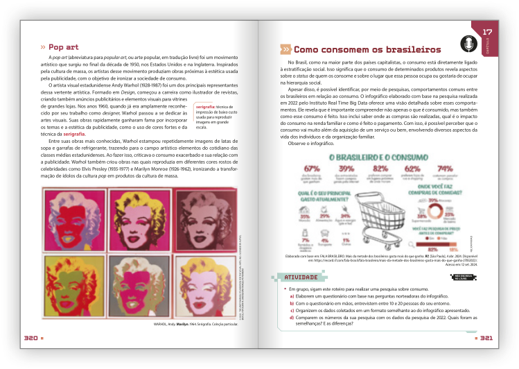 Reprodução de páginas do livro contendo a organização dos conteúdos.