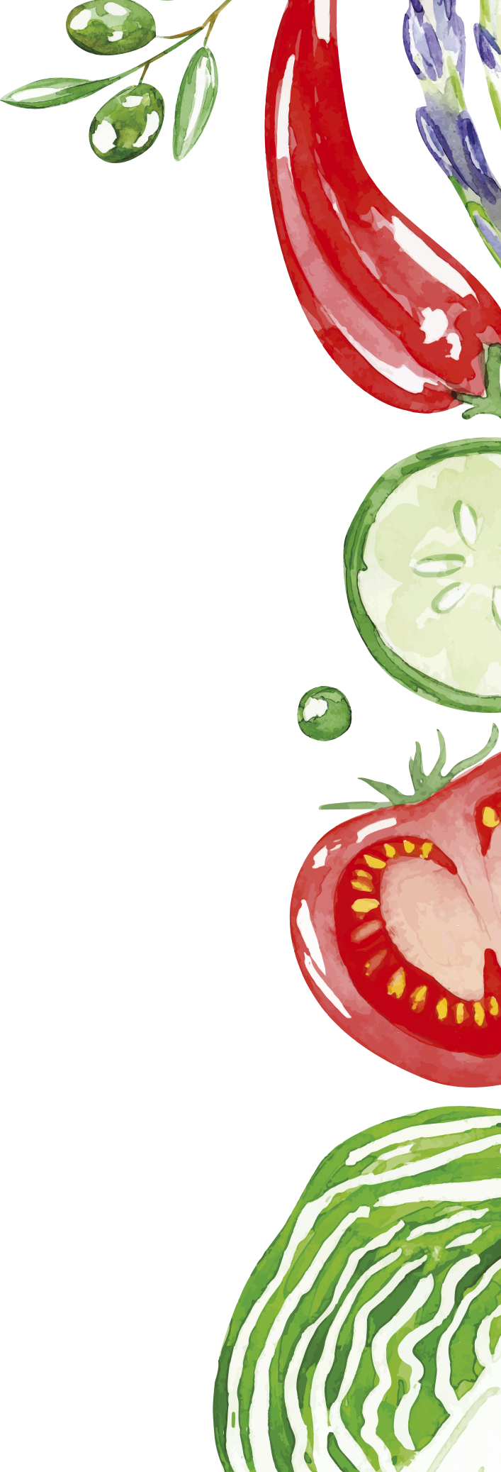 Ilustração de canto de página contendo legumes e verduras.