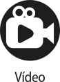 Ícone do objeto digital vídeo, representado por uma filmadora e o nome vídeo escrito embaixo.