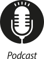 Ícone do objeto digital podcast, representado por um microfone e o nome podcast escrito embaixo.