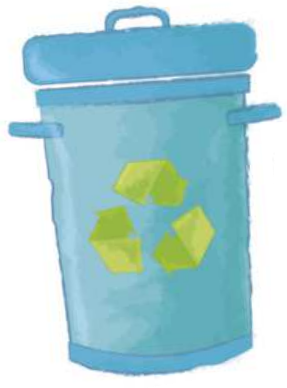 Imagem de uma lata de lixo com o símbolo de reciclável.