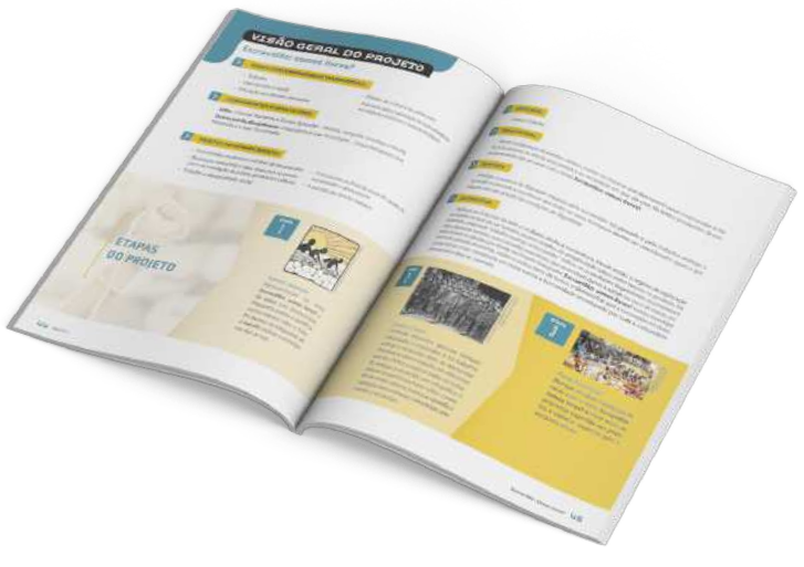 Reprodução de páginas do livro contendo a visão geral do projeto.