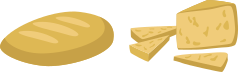 Imagem de um pão e um queijo.