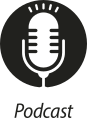 Ícone do objeto digital podcast, representado por um microfone e o nome podcast escrito embaixo.