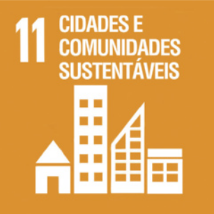 Imagem com o objetivo '11. Cidades e comunidades sustentáveis', dos 17 Objetivos de Desenvolvimento Sustentável da Organização das Nações Unidas (ONU).