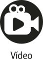 Ícone do objeto digital vídeo, representado por uma filmadora e o nome vídeo escrito embaixo.
