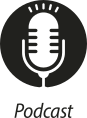 Ícone do objeto digital podcast, representado por um microfone e o nome podcast escrito embaixo.
