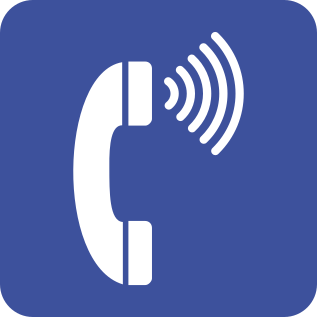 Símbolo representando um telefone emitindo um som.