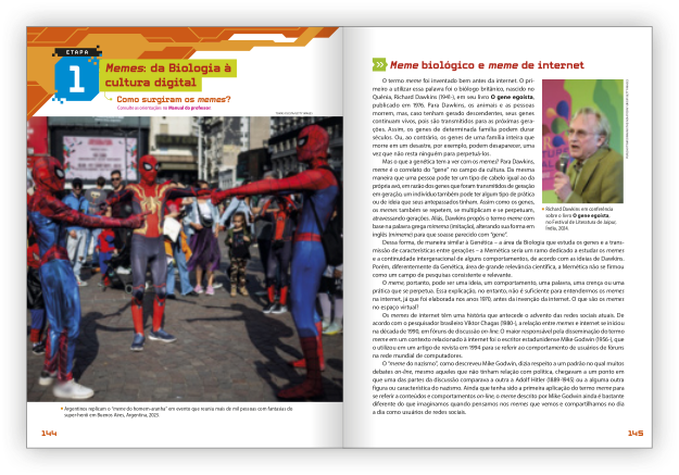 Reprodução de páginas do livro contendo a Seção Etapa.