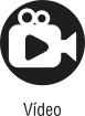 Ícone do objeto digital vídeo, representado por uma filmadora e o nome vídeo escrito embaixo.