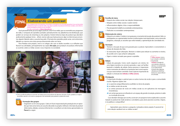 Reprodução de páginas do livro contendo a seção Etapa final.