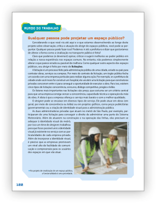 Reprodução de página do livro contendo a seção Mundo do trabalho.