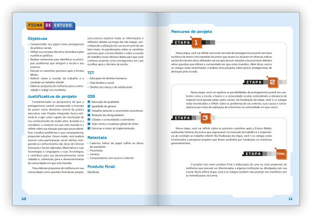Reprodução de páginas do livro contendo a seção Ficha de estudo.