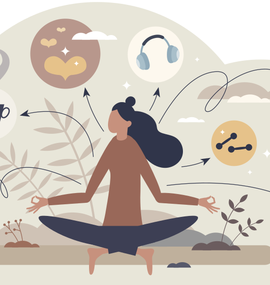Imagem de mulher meditando.